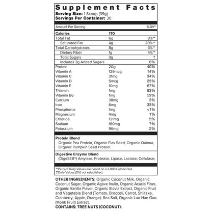 Organifi - Vanilla Protein - Organic, Plant Based + Digestive Enzymes