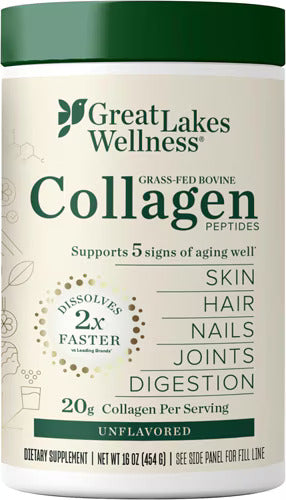 Great Lakes Wellness Grass-Fed Bovine Collagen Peptides Unflavored -- 16 oz